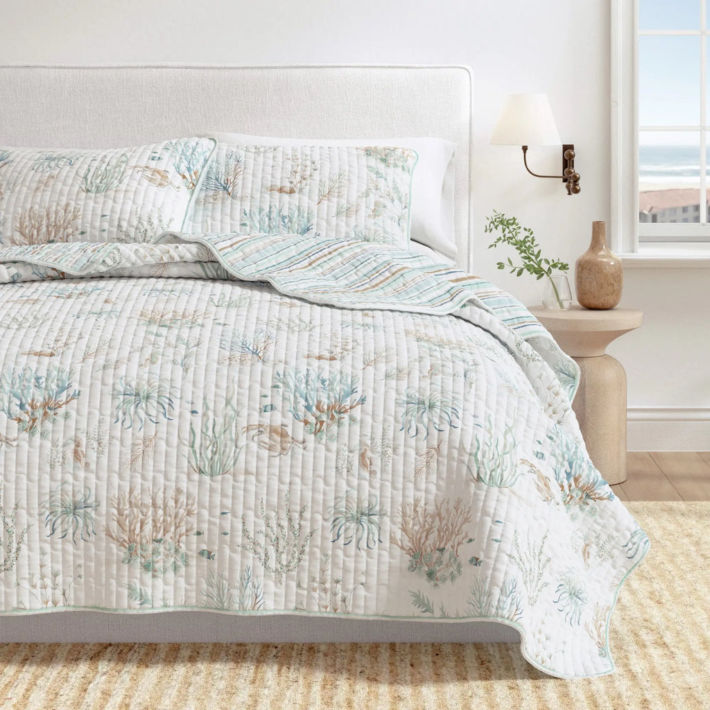Coastal Printed Cotton Quilt Set - Santa Barbara Collection Great Bay Home