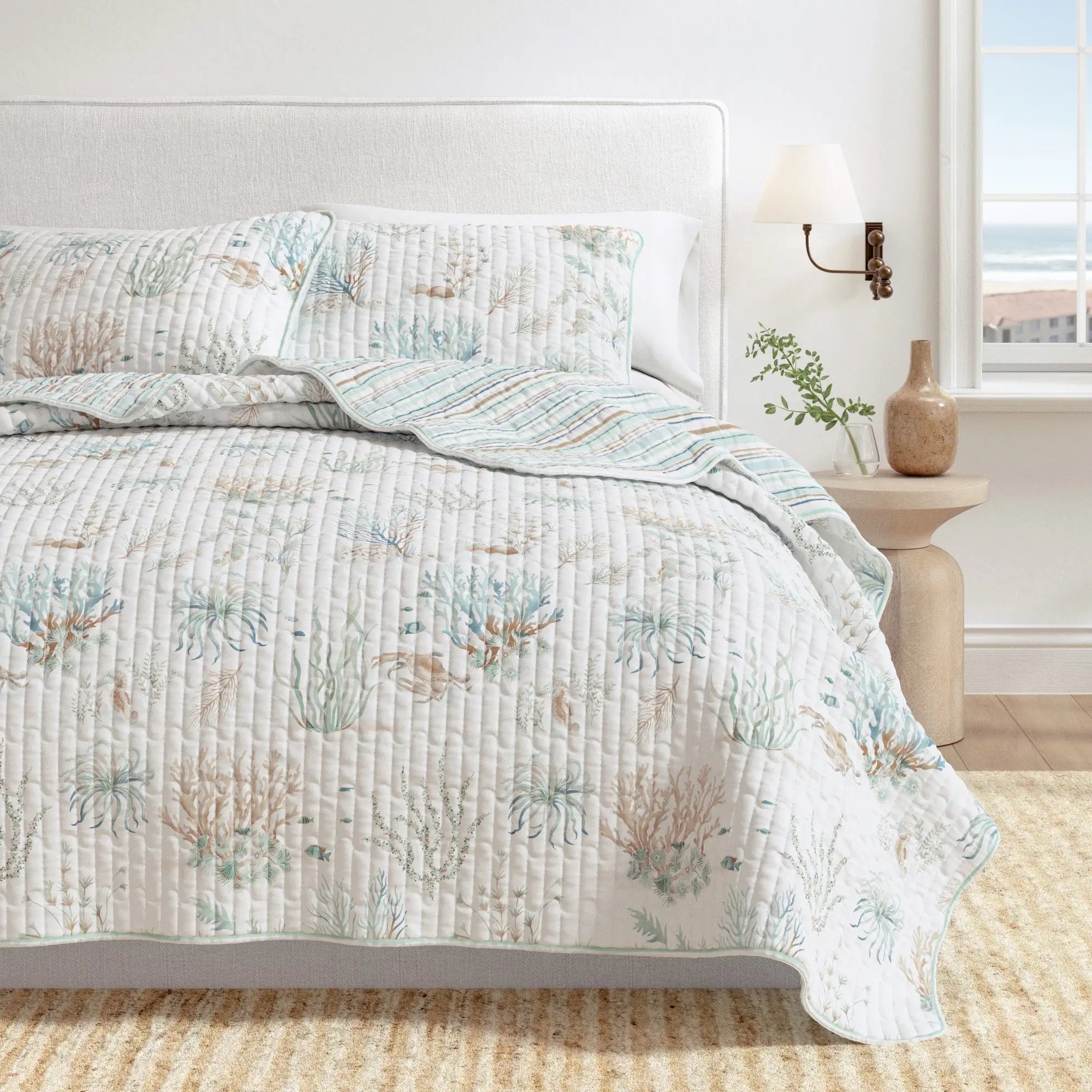 Coastal Printed Cotton Quilt Set - Santa Barbara Collection Great Bay Home