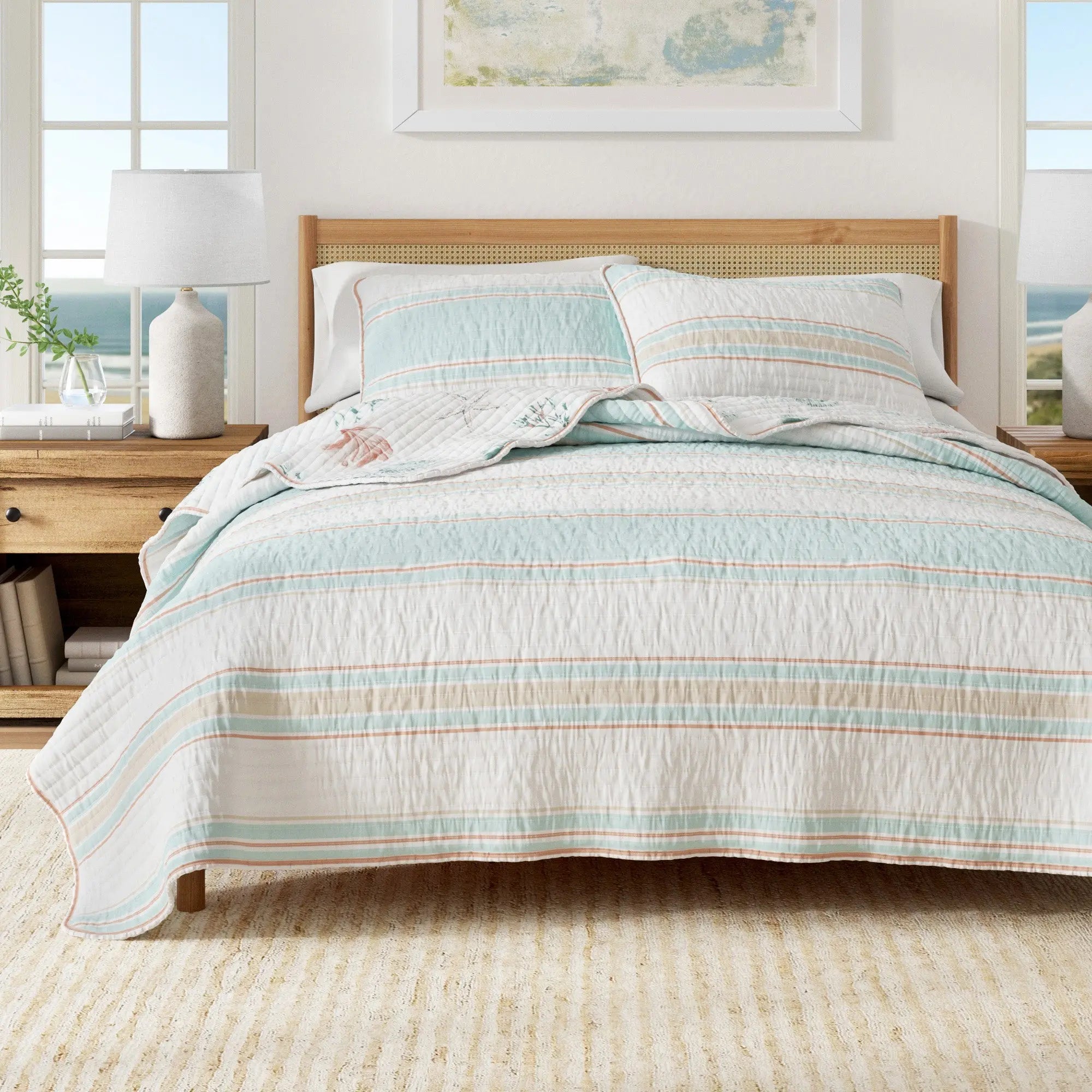 Coastal Printed Cotton Quilt Set - St. Augustine Collection Great Bay Home