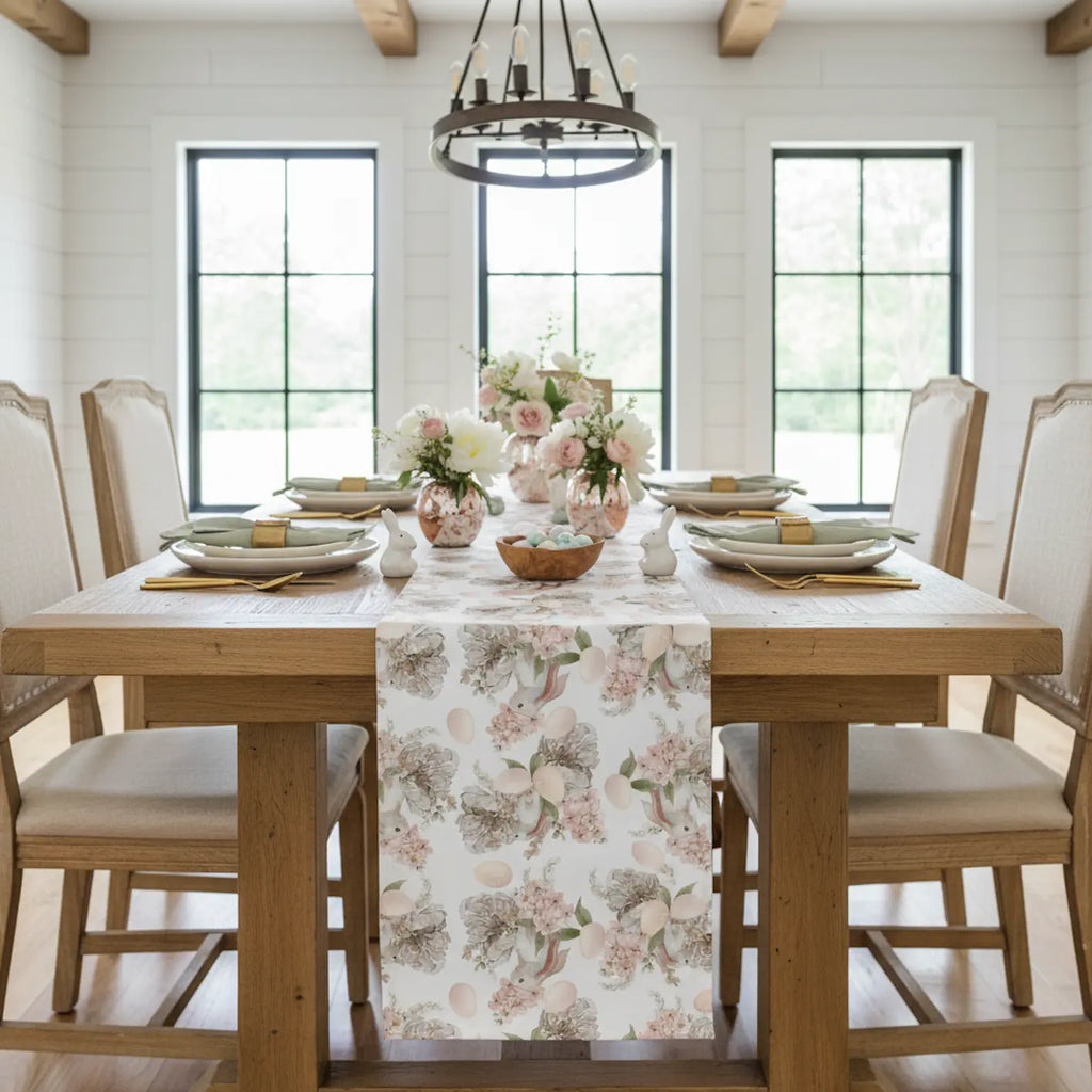 Floral Easter Bunny Table Runner Printify