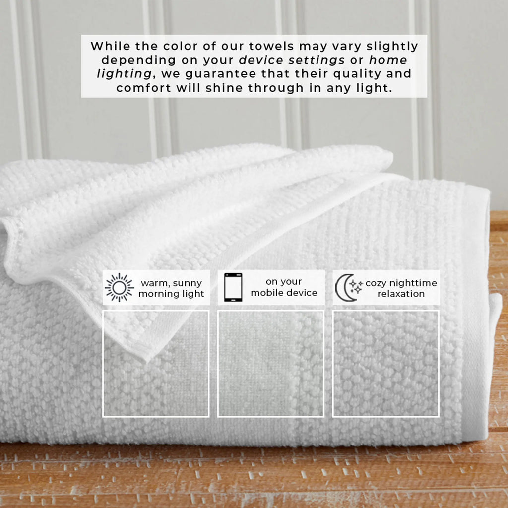 Great Bay Home Marbella Collection 100% cotton bath towel set in white woven texture