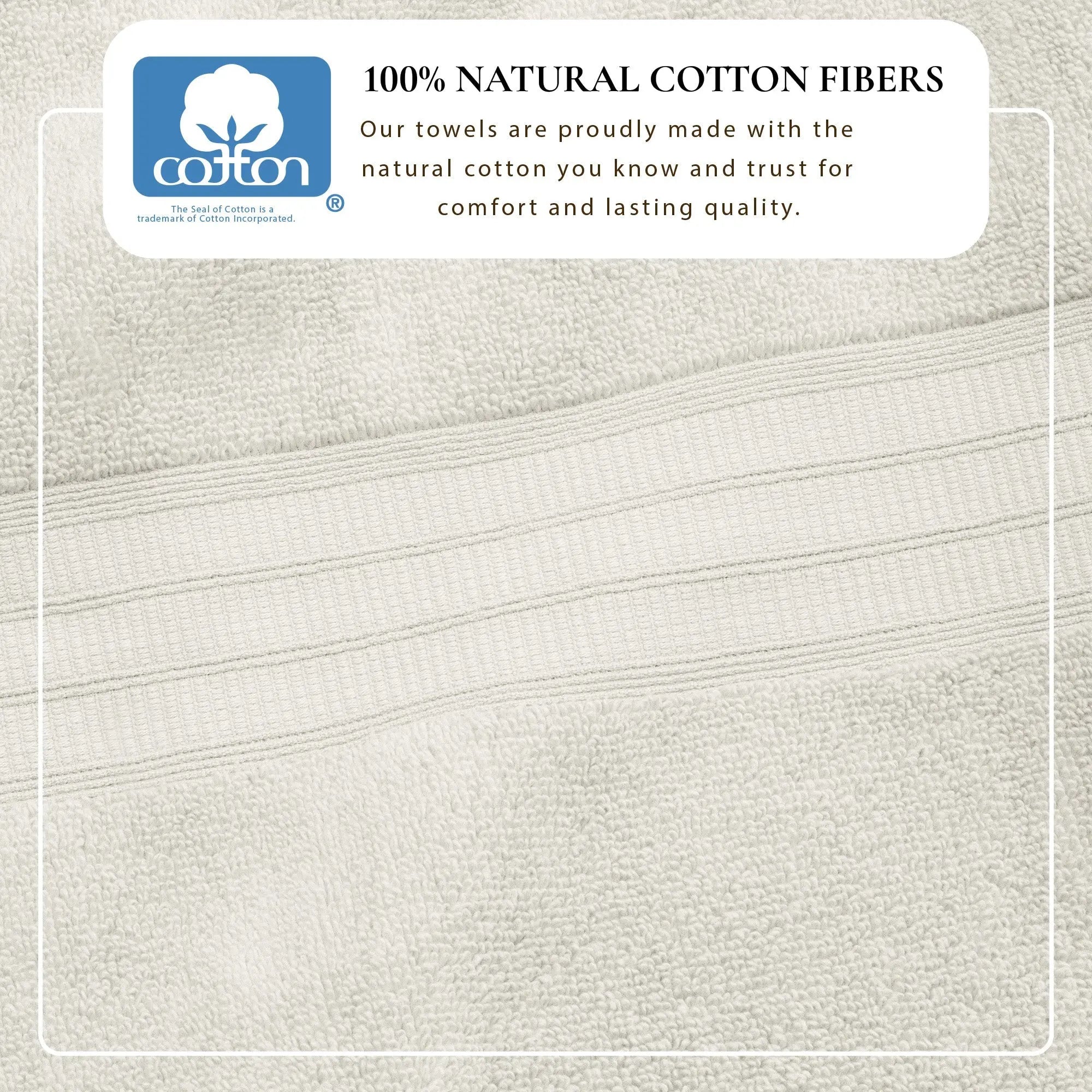 100% cotton bath towel set, Great Bay Home Chiara Collection, beige with ribbed border