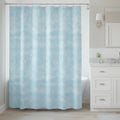 Coastal Tide Shower Curtain with light blue water texture for calming bathroom decor.