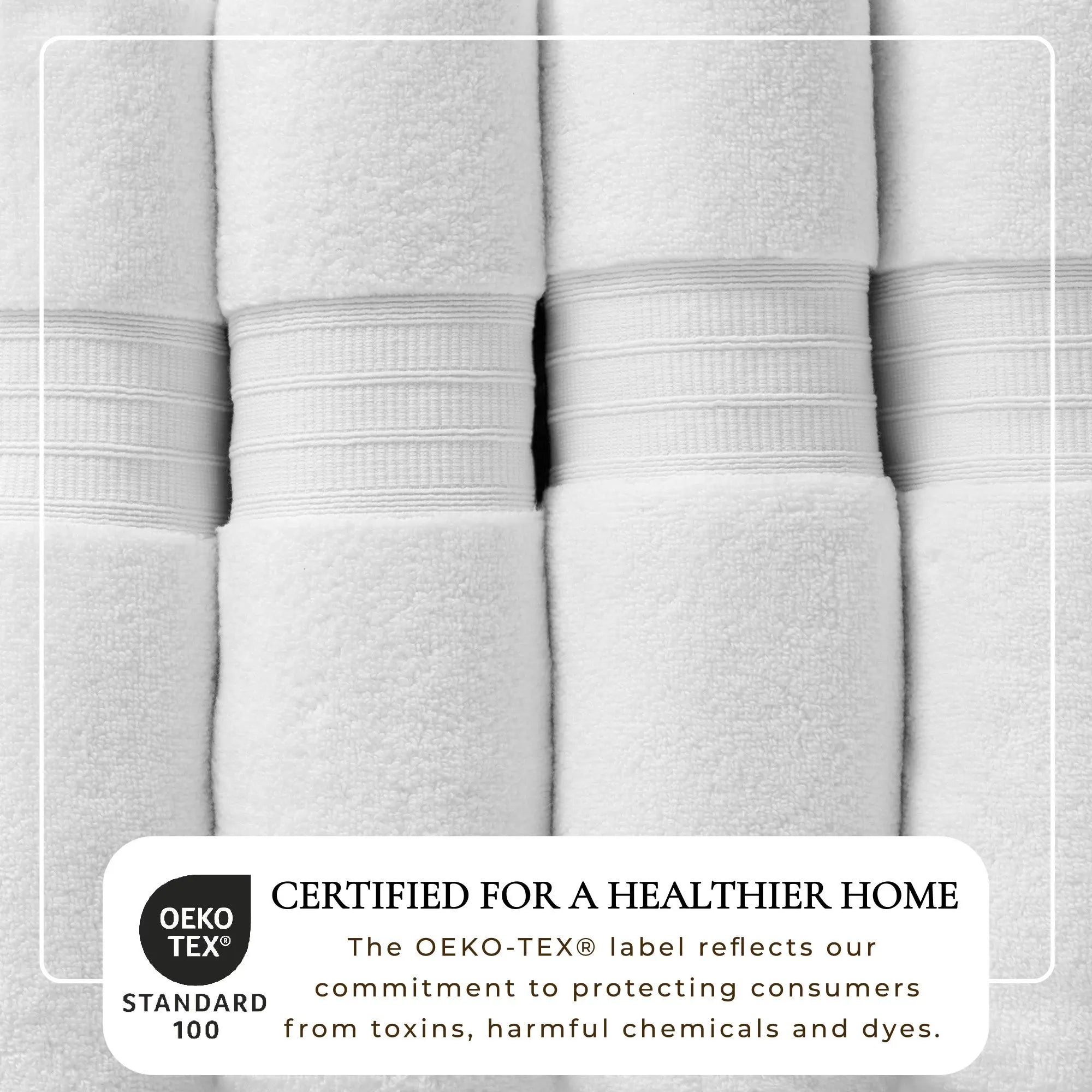 4-piece white bath towel set, 100% cotton, Chiara Collection by Great Bay Home, OEKO-TEX certified.