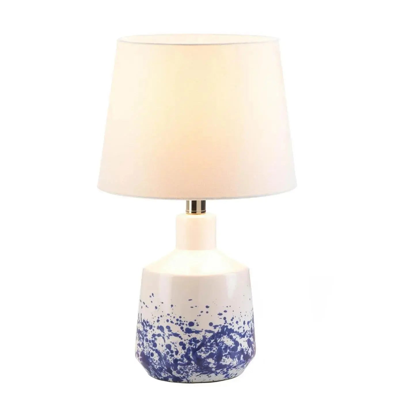 Coastal accent lamp with abstract blue brushstroke design
