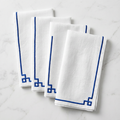 Classic Coastal Blue Embroidered Napkins (Set of 4)  Dining Decor