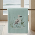 White Egret Bird Terrycloth Guest Hand Towel Loving Coastal Living