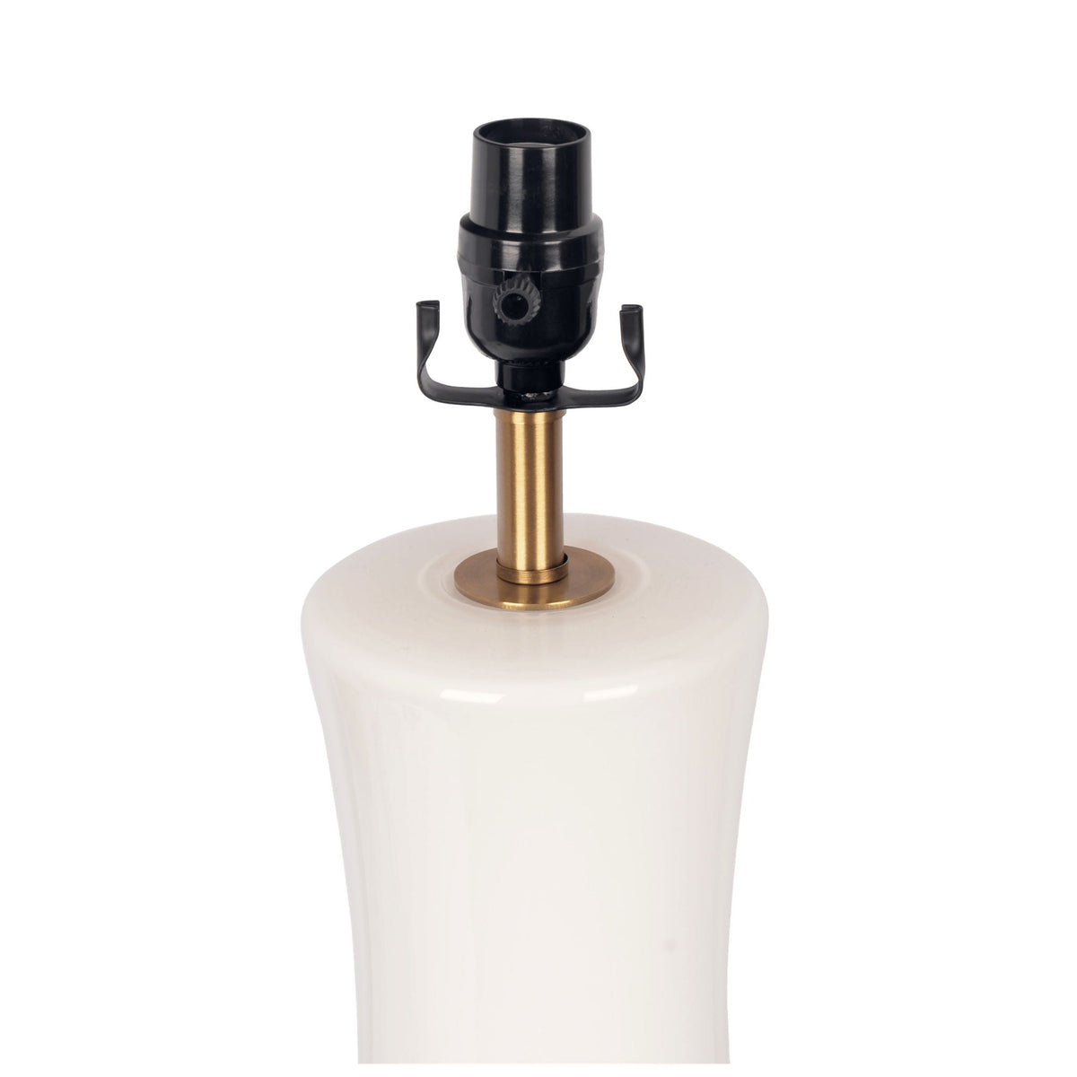 Decorative white and gold table lamp for elevated home styling.