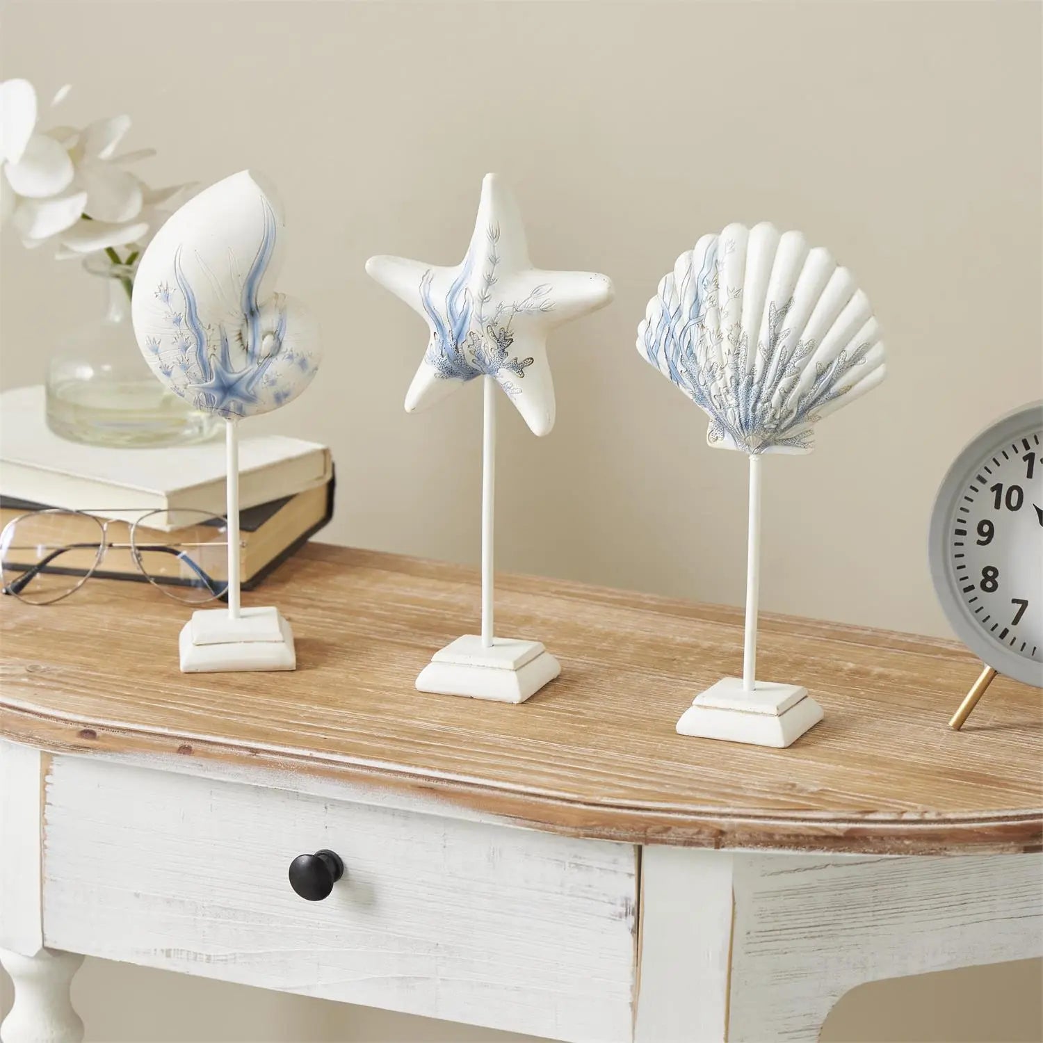 Coastal Sea Life Sculptures Set Loving Coastal Living