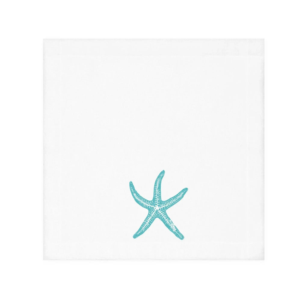 Coastal white starfish face towel, soft washcloth with starfish motif.