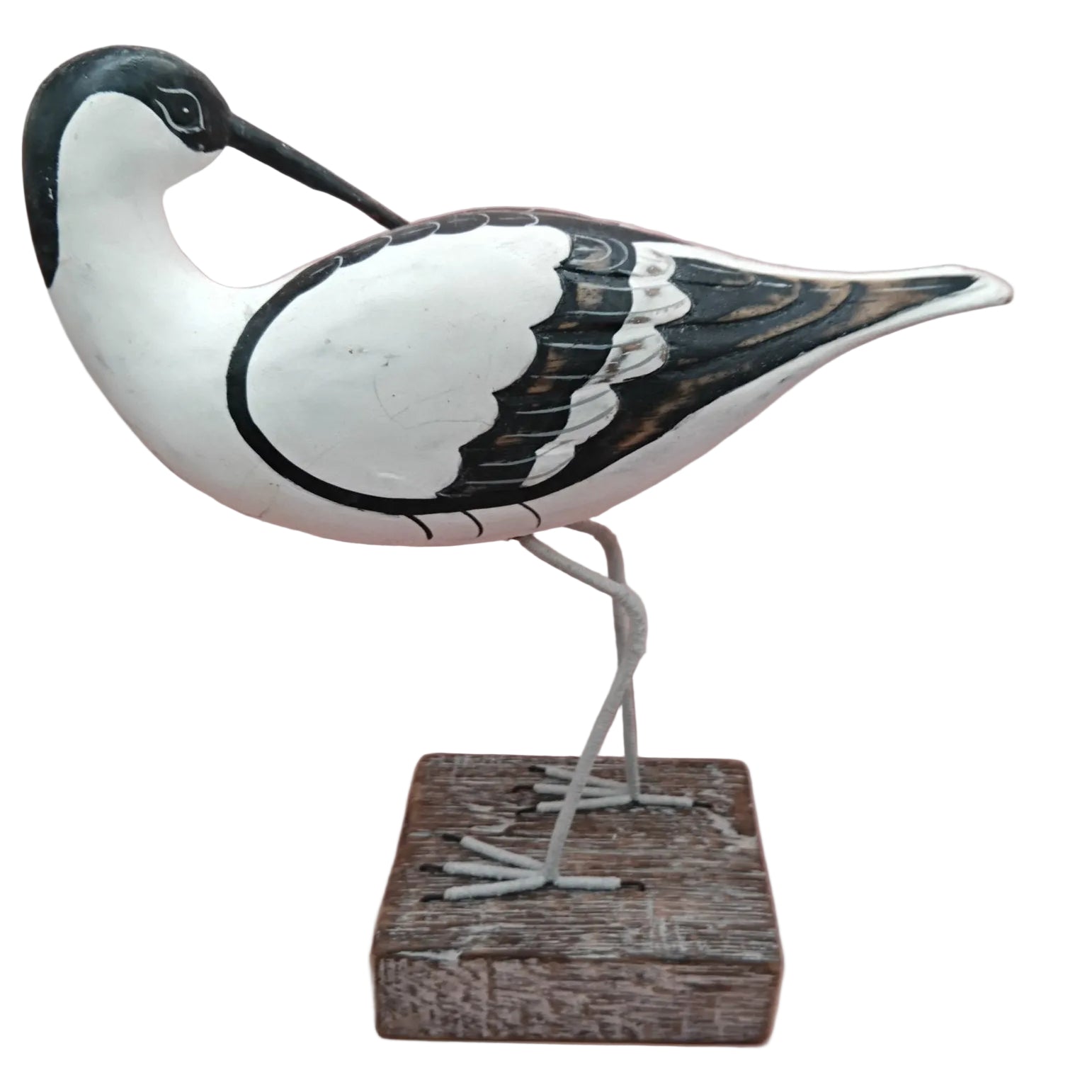 Wooden Avocet Bird Sculptures – 12-13” Coastal Shore Birds on Stands, Two Styles  Sculptures & Statues