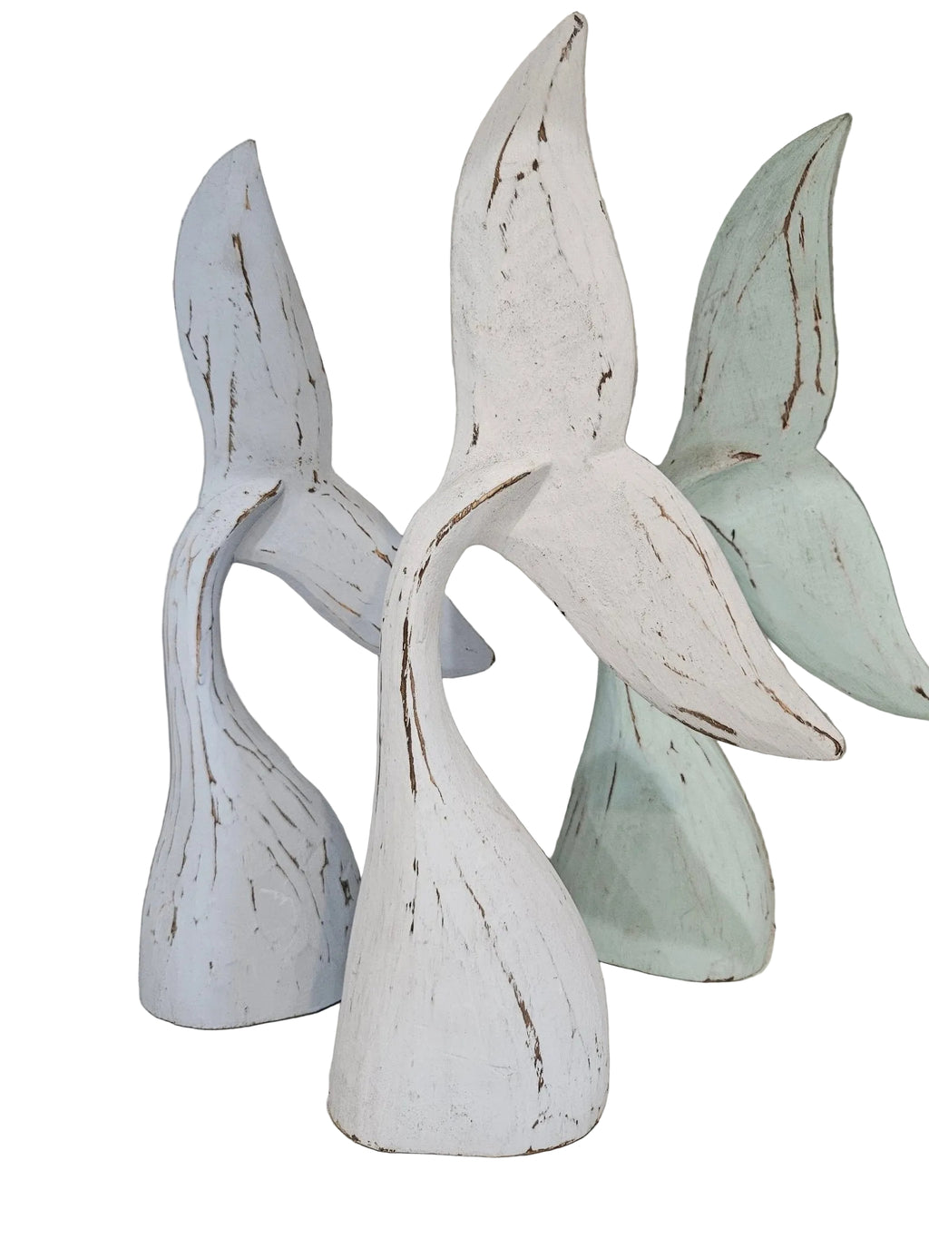 Wooden Whale Tails Tabletop Coastal Decor – 4 Colors Available (14.75" x 6")  Accent Decor