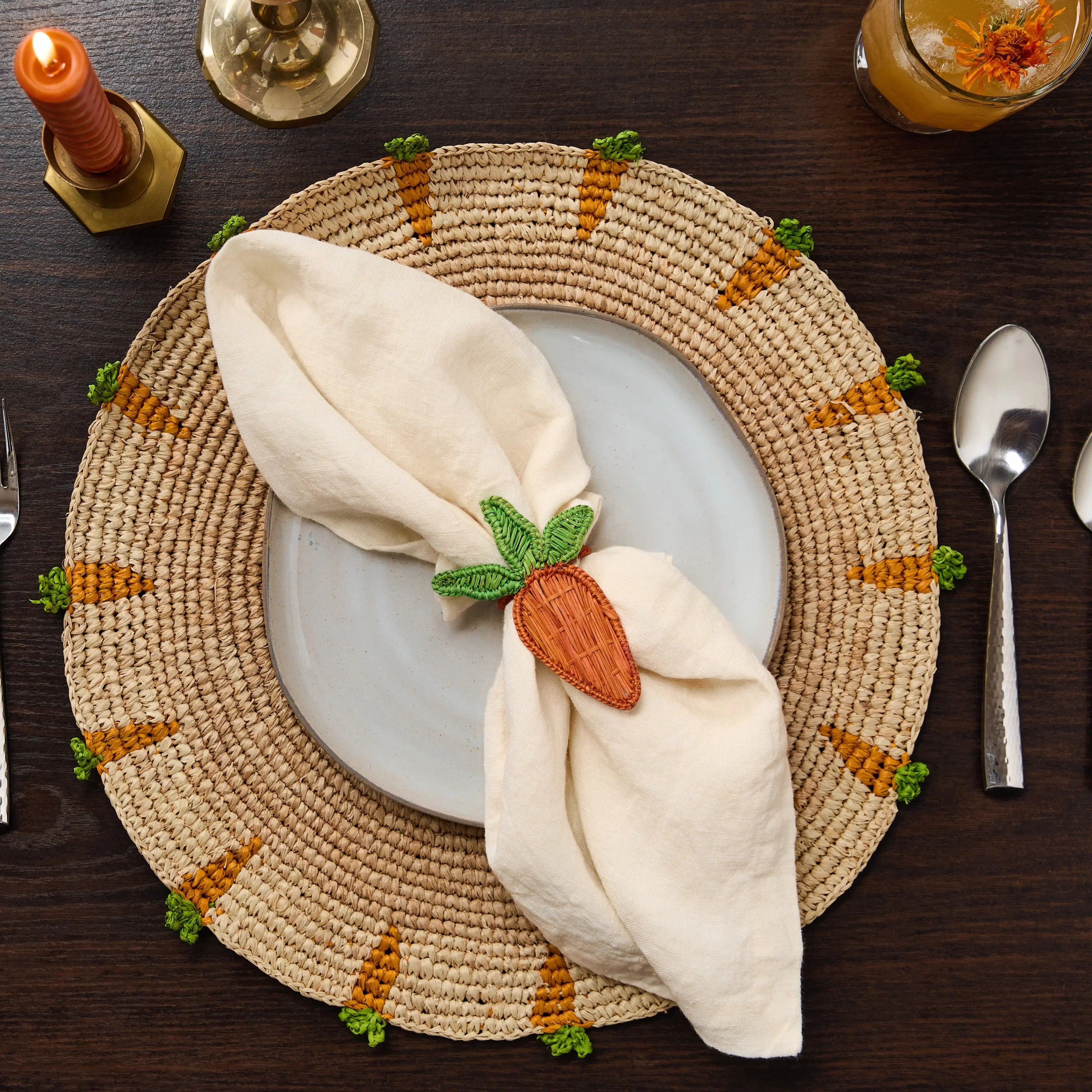 Handwoven Easter Carrot Raffia Placemat Payton James