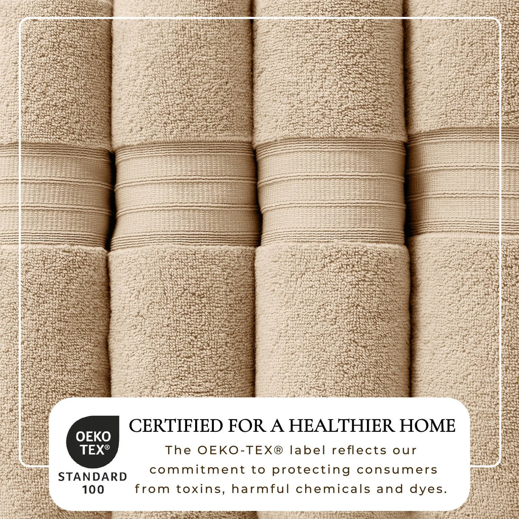 6-piece beige 100% cotton bath towel set, Chiara Collection by Great Bay Home