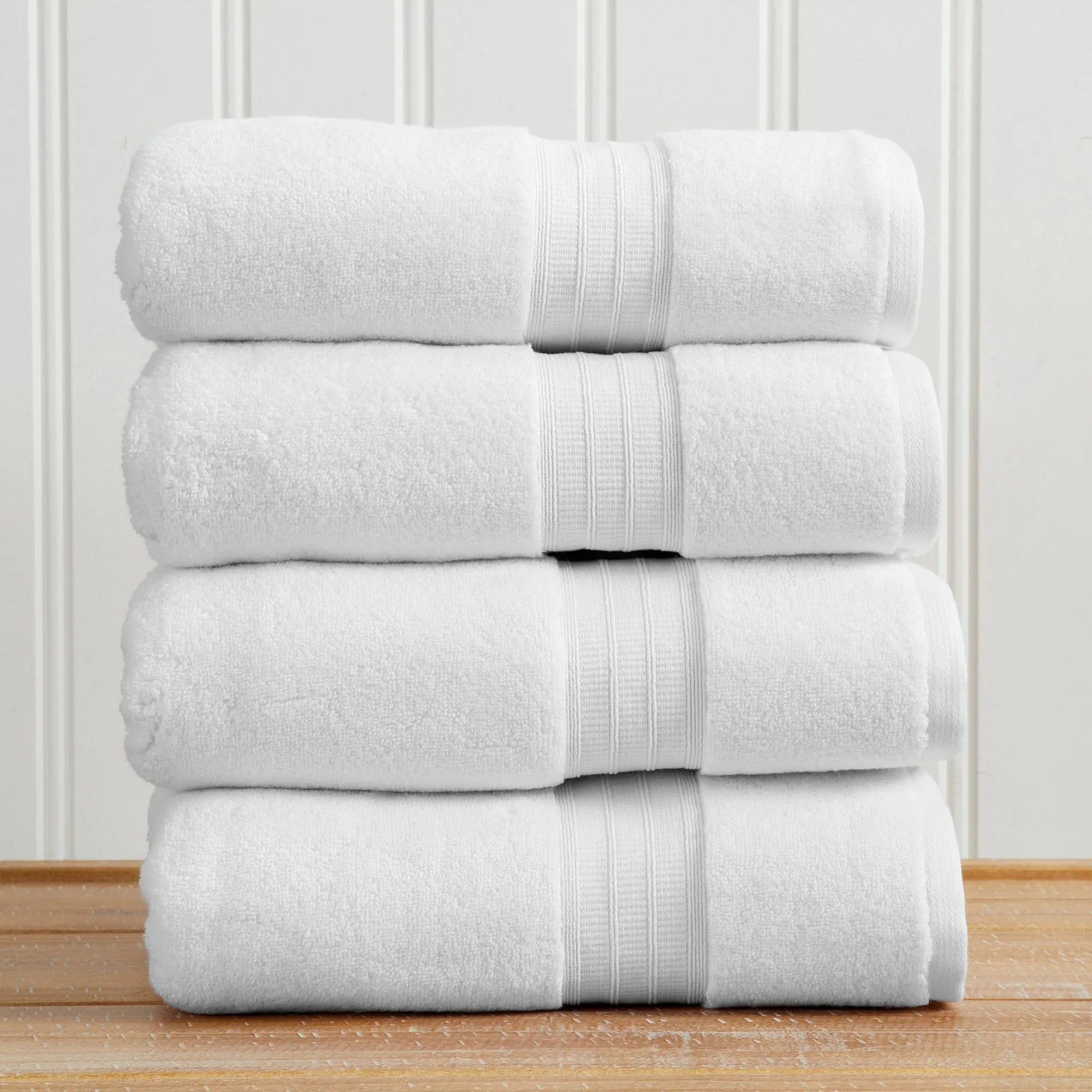 100% Cotton Premium Bath Towel Set, Chiara Collection by Great Bay Home - white, 4-piece towels.