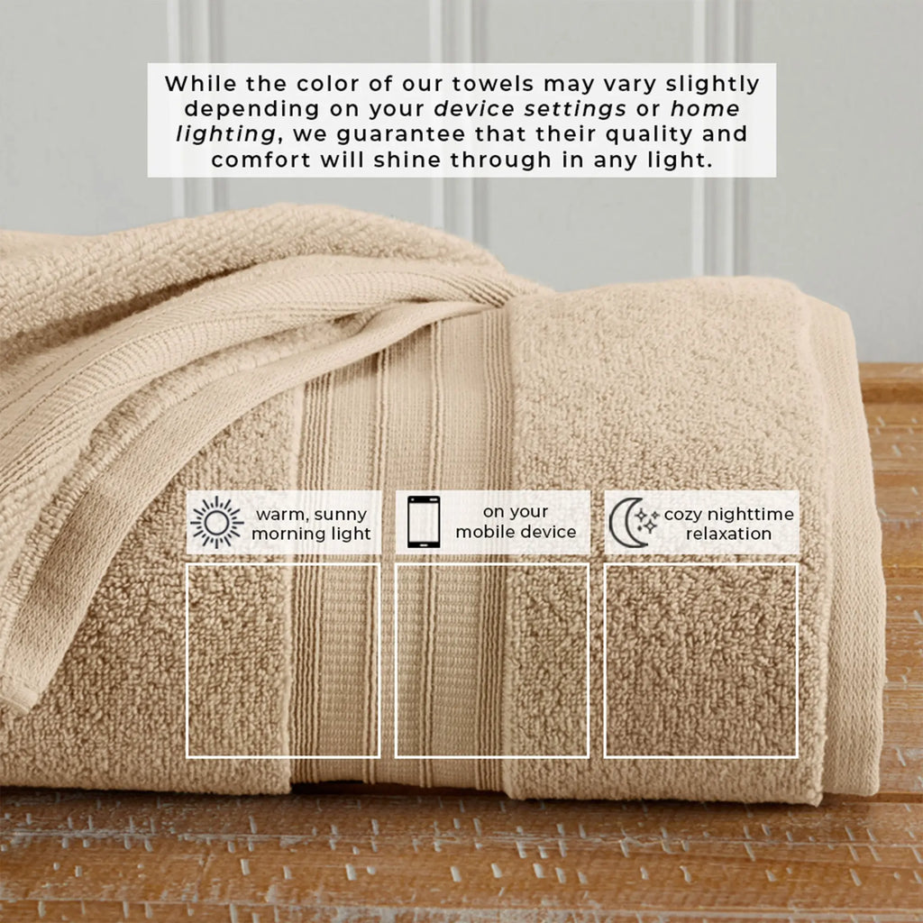 100% cotton premium bath towel set, Chiara Collection, beige by Great Bay Home